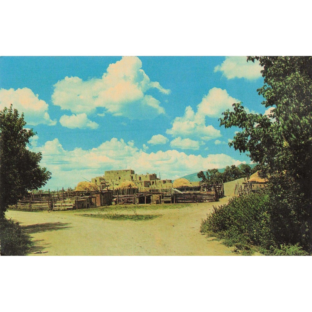 Taos Pueblo New Mexico Ramadas Haystacks Vintage Postcard Petley 33140-B - Picture 1 of 2
